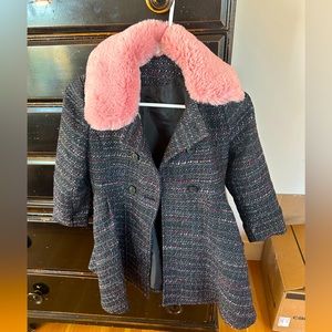 Girls size 7/8 tweed jacket with detachable faux fur collar